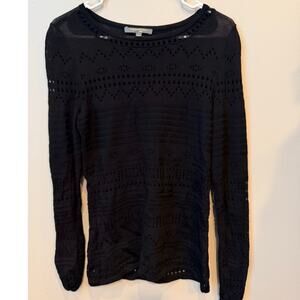 Catherine Malandrino for Designation Black Pointelle Open Knit Sweater Size S
